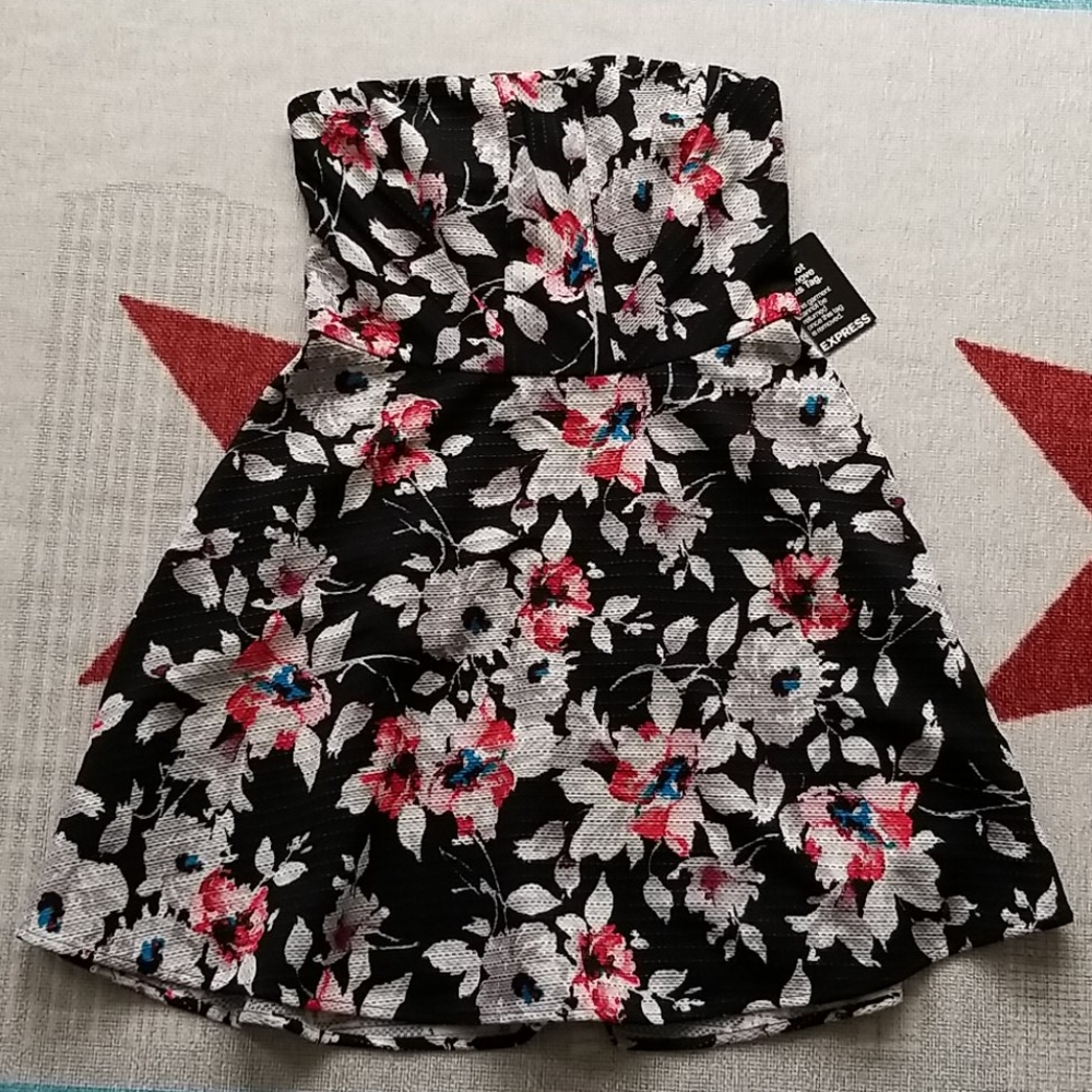 Express Strapless Floral Dress
